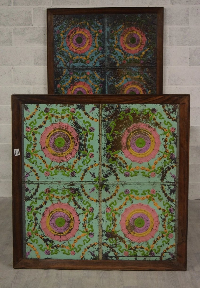 WOODEN FRAMED IRON TIN PANEL
