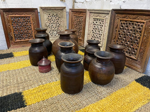 Antique hand crafted wooden water pots